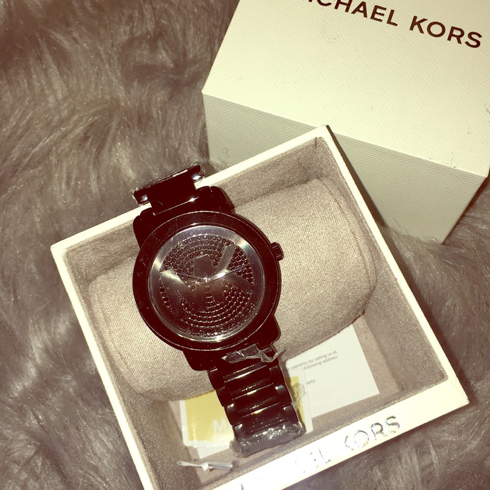 Michael Kors Black on black crystal face watch!